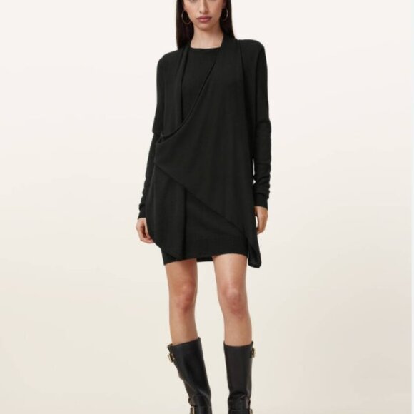 All Saints Dresses & Skirts - AllSaints Drina V-Neck Knitted Mini Dress – Size 2 – Black